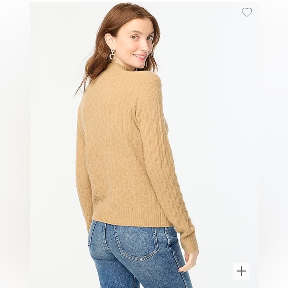 J. Crew Factory Cable Knit Mockneck Sweater Extra Soft Yarn Heather Acorn (XXS) - Picture 4 of 12